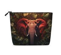 Kulturbeutel mit rotem Elefanten-Herz-Druck, Kosmetiktasche, große Kapazität, Reise-Make-up-Tasche für Damen, für den täglichen Gebrauch, Reisen, Schwarz , Einheitsgröße