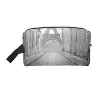 Kulturbeutel mit rotem Regenschirm im Regen, Eiffelturm, bedruckt, Make-up, Reisetasche, große Kapazität, Reise-Kulturbeutel, Rasiertasche, wasserdichte Kosmetiktasche für Männer und Frauen, weiß