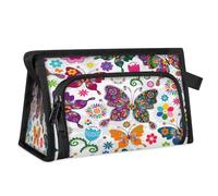 Kulturbeutel mit Schmetterlingen, Blumen, niedlich, für Damen, Herren, Mädchen, Jungen, Schmetterlinge, multifunktionale Make-up-Tasche, Kosmetik-Organizer, Duschtasche, farbe, M, Taschen-Organizer