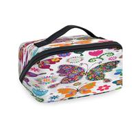 Kulturbeutel, Motiv: Schmetterlinge und Blumen, niedliche Reise-Make-up-Tasche für Damen, Herren, Mädchen, Jungen, Schmetterlinge, Kulturbeutel, Organizer, Duschtasche
