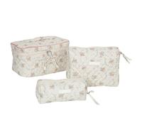 Kulturbeutel, Reise-Make-up, großes Fassungsvermögen, Blumendruck, Kosmetik, Handaufbewahrungsstift, 3-teiliges Set, h, A01, Mass Beauty