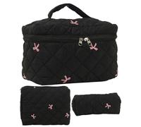 Kulturbeutel Set, Kosmetiktasche Set | Leichte Kosmetiktaschen Set | 3 gesteppte Kosmetiktaschen aus Baumwolle für Frauen, Toil Aufbewahrungstasche, Schwarz , Se référer au descriptif, Siehe