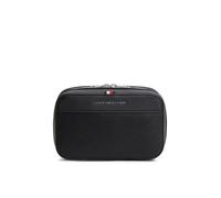 Kulturbeutel TOMMY HILFIGER "TH CENTRAL WASHBAG", Gr. B/H/T: 20,5cm x 12,5cm x 8,5cm, schwarz, Lederimitat, Taschen Kulturbeutel, Unisex Waschbeutel, Minibag mit Logoschriftzug (63916652-0) schwarz