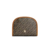 Kulturbeutel TOMMY HILFIGER "TH ICON WASHBAG MONO PRINT", Damen, Gr. B/H/T: 22cm x 17cm x 6cm, braun (schwarz kombiniert), Leder, Lederimitat, Taschen Kulturbeutel, Unisex Waschbeutel, Minibag mit TH-