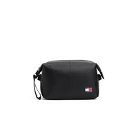 Kulturbeutel TOMMY JEANS "TJM HERITAGE LEATHER WASHBAG", Damen, Gr. B/H/T: 19cm x 12,5cm x 13cm, schwarz, Leder, Lederimitat, Taschen Kulturbeutel, Unisex Waschbeutel, Kosmetiktasche mit Logoflagge (3
