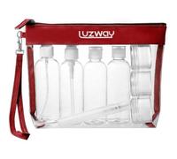 Kulturbeutel transparent 8 Reiseflaschen 100ml Rot+8 Reise Flaschen