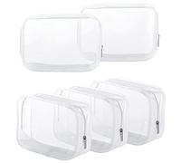 Kulturbeutel, transparent, Kunststoff, mit Reißverschluss, TSA-zugelassen, Kulturbeutel, tragbare Kosmetiktasche für Urlaub, Bad und Organisation, 5 Stück, Weiss/opulenter Garten, Small, Kulturbeutel