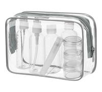Kulturbeutel Transparent Reiseflaschen 100ml 8er Handgepäck Grau01