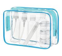 Kulturbeutel Transparent Reiseflaschen 8 100ml Handgepäck Blau01