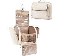 Kulturbeutel zum Aufhängen, Groß Kulturbeutel Damen Gross Make-Up Organiser Kosmetiktasche kulturbeutel Waschtasche für Frauen & Mädchen mit drehbarem Metallhaken, Weiß