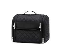 Kulturbeutel zum Aufhängen, Nylon, Kosmetik-Organizer, Make-up, Reisekoffer mit transparenter Tasche, 29 x 15 x 21 cm, für Damen, Urlaub, Badezimmer, Schwarz, 1 Stück