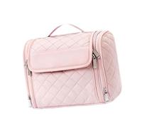 Kulturbeutel zum Aufhängen, Nylon, Kosmetik-Organizer, Make-up, Reisekoffer mit transparenter Tasche, 29 x 15 x 21 cm, für Damen, Urlaub, Badezimmer, Pink, 1 Stück