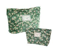 Kulturtasche Cord Makeup Set - 2 Stück Tragbare Reise Tasche mit Reißverschluss, Organizer für Make-up und Accessoires, Ideal für Damen und Mädchen, Grün