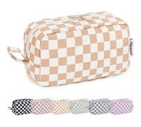 Kulturtasche Damen Kosmetiktasche Schminktasche Z-helles Schachbrett L