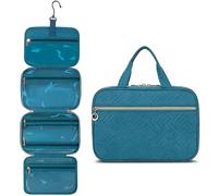 Kulturtasche Damen, LOVEVOOK wasserdichte Kulturbeutel zum Aufhängen, Faltbare Waschtasche Kosmetiktasche Groß mit 360°Drehbare Haken, Waschbeutel für Damen Blau