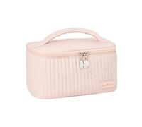 Kulturtasche Damen Make-up-Taschen for Frauen, Reisen, Kulturbeutel, süße Hüllen, tragbar, einfarbig, Make-up-Organizer, Kosmetiktasche, PU-Leder(Pink)
