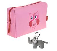 Kulturtasche Kinder Kulturbeutel Tiere Elephant Kids 350 +e (Eule Rosa) | Washbag Jungen Mädchen Kids Reise Pouch klein Schullandheim