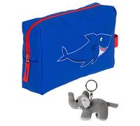Kulturtasche Kinder Mädchen Jungen Kulturbeutel Tiere Beautycase Tasche Reise Pouch klein Elephant Kids Washbag +e (Hai Blau 358)