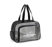 kumet Große transparente Kulturbeutel mit Schuhfach, multifunktionale PVC-Reisetasche, langlebiger und vielseitiger Organizer für Reisen, Fitnessstudio, Pool und mehr, Schwarz, Modisch