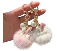 KUMSODE 2 Stück Bunny Keychain Plüsch, Fluffy Bunny Keychain Auto Schlüsselanhänger für Frauen Mädchen Weihnachten Valentinstag und Ostern Geschenke
