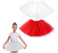 KUMSODE 2 Stück Mädchen Kinder Regenbogen Tüllrock Tütü Tutu Ballettrock Tanzkleid Ballettkleid Ballettröckchen Rock Clubwear (2-8 Jahre)