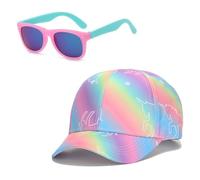 KUMSODE Baseballkappe Sonnenbrillen Set für Mädchen, Verstellbar Basecap Sonnenbrille UV Schutz Sonnenhut für Jungen Kinder Geschenk Sommer Accessoires