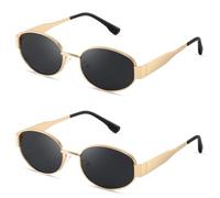 kunchu Sonnenbrille-Damen-Polarisiert-Unisex-Herren-Gold-Metal-Retro-Oval-Trendy-Sonnenbrillen-Vintage-Uv401-Classic-Ultraleicht-Schutz,Geeignet FüR Camping-fotografie-Outdoor-Schwarz