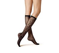 KUNERT Damen Kniestrümpfe Floral Romance Fashion 40 DEN Black 0500 35-38