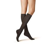 Kniestrümpfe KUNERT "Kniestrumpf Fly&Care", Damen, Gr. 41-42, braun (braun, meliert 8210), Obermaterial: 60% Baumwolle CO. 35% Polyamid PA. 5% Elasthan EL., Socken Kniestrümpfe (89362634-41) braun, me