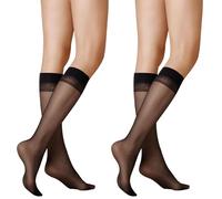 KUNERT Damen Kniestrümpfe Mystique 20 transparent 20 DEN Black 0500 39/42 (Packung mit 2)