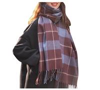 KUNIUO Winterschal Frauen Kontrast Luxus Farbe Quaste Plaid Retro Schal Frauen Patchwork Mehrzweck Strickschal Schal-B,A