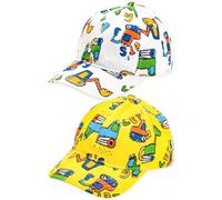 Kunoli 2 Stücks Bagger Kinder Baseball Cap 2-5 Jahre - Verstellbare Trucker Cap mit Bagger-Motiv, atmungsaktiver Sonnenhut mit UV-Schutz für Jungen & Mädchen