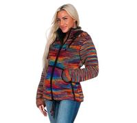Kunst und Magie Damen Strickjacke Schurwolle Jacke aus Wolle Winterjacke Regenbogen Bunt (DE/NL/SE/PL, Alphanumerisch, L, Regular, Regular)