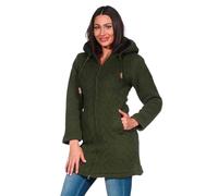 Kunst und Magie Damen Winter Woll Mantel Strickmantel, Cardigan Strickjacke Schurwolle Kapuze