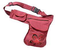 KUNST UND MAGIE Goa Schulter Bauchtasche Gürteltasche Bauchgurt Hippie PSY Festival Blumenmotiv, Farbe:Bordeaux