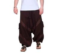 Kunst und Magie Herren Goa Haremshose in klassischen Farben, Größe:3XL, Farbe:Braun/Orange