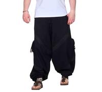 Kunst und Magie Herren Goa Haremshose in klassischen Farben, Größe:5XL, Farbe:Black/Schwarz