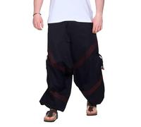 Kunst und Magie Herren Goa Haremshose in klassischen Farben, Größe:L/XL, Farbe:Schwarz/Rot