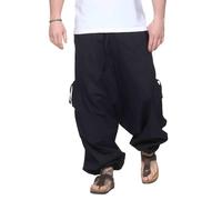 Kunst und Magie Herren Goa Haremshose in klassischen Farben, Größe:S/M, Farbe:Schwarz/Braun