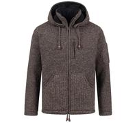 Kunst und Magie Herren Strickjacke Schurwolle Klassich Nordisch Wolle Jacke mit Kapuze Schurwolle, Größe:XXL