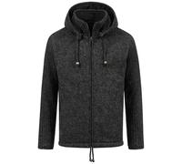 Kunst und Magie Herren Strickjacke Schurwolle Klassich Nordisch Wolle Jacke mit Kapuze Schurwolle, Größe:XXL (DE/NL/SE/PL, Alphanumerisch, XXL, Regular, Regular, Schwarz)