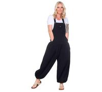 Kunst und Magie Hippie Latzhose Haremshose Hose PSY Goa 70er Overall Boho Jumpsuit Strampler, Größe:4XL, Farbe:Braun
