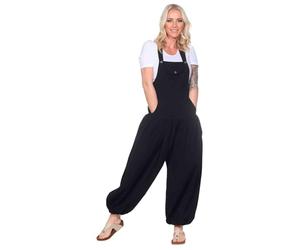 Kunst und Magie Hippie Latzhose Haremshose Hose PSY Goa 70er Overall Boho Jumpsuit Strampler, Größe:XL, Farbe:Braun