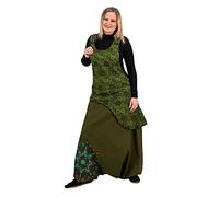 Kunst und Magie Ibiza Latzhose Haremshose Hose PSY Goa 70er Overall Hippie Boho, Größe:XL, Farbe:Grün