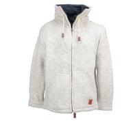 Kunst und Magie Klassische Strickjacke, Grau, Wolle mit Fleecefutter, Hochkragen, Winterjacke (DE/NL/SE/PL, Alphanumerisch, 3XL, Regular, Regular, Naturfarben)