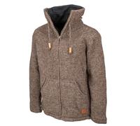 Kunst und Magie Klassische Strickjacke, Grau, Wolle mit Fleecefutter, Hochkragen, Winterjacke (DE/NL/SE/PL, Alphanumerisch, M, Regular, Regular, Braun)