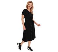 Kunst und Magie Kleid Sommerkleid Baumwoll Kleid Boho Ibiza Geknöpft Hippie, Größe:L, Farbe:Black/Schwarz