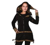 Kunst und Magie kurzer Damenmantel aus Fleece mit abnehmbarer Zipfelkapuze Fairy, Size/Größe:38;Farbe:Schwarz/Braun