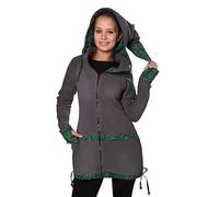 Kunst und Magie kurzer Damenmantel aus Fleece mit abnehmbarer Zipfelkapuze Fairy, Size/Größe:40;Farbe:Grau