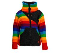 Kunst und Magie Strickjacke Goa Wolle Bunte Regenbogen Jacke Fleecefutter Hochkragen Unisex Fair, Größe:XL